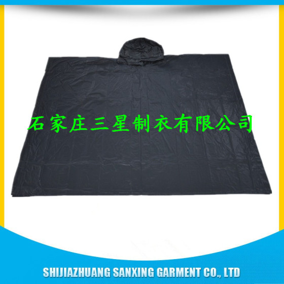 黑色方形雨披，50*80英寸PVC雨披