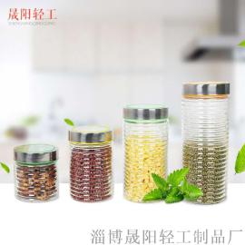 柱形螺纹密封罐 蜂蜜玻璃瓶 泡酒瓶 简洁瓶罐 食品瓶罐 五谷杂粮储物瓶 玻璃瓶罐 泡菜瓶罐  厂家直销 外贸出口