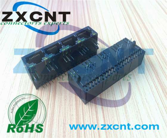 RJ45全塑1X4带灯8P8C网络插座，朱讯电子供应RJ45网口